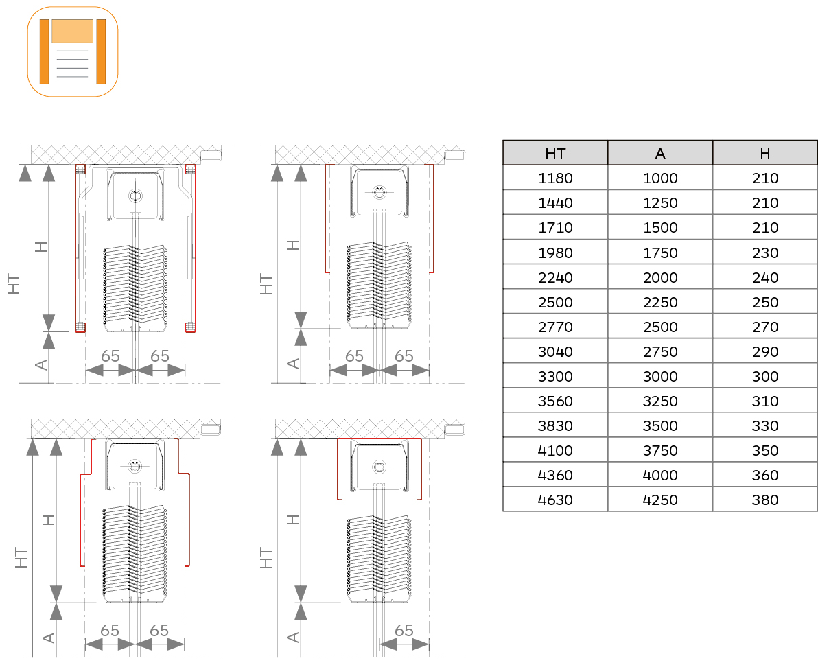 Medidas replegamiento tapa fronatl doble Persianas replegables orientables Gradstor 90