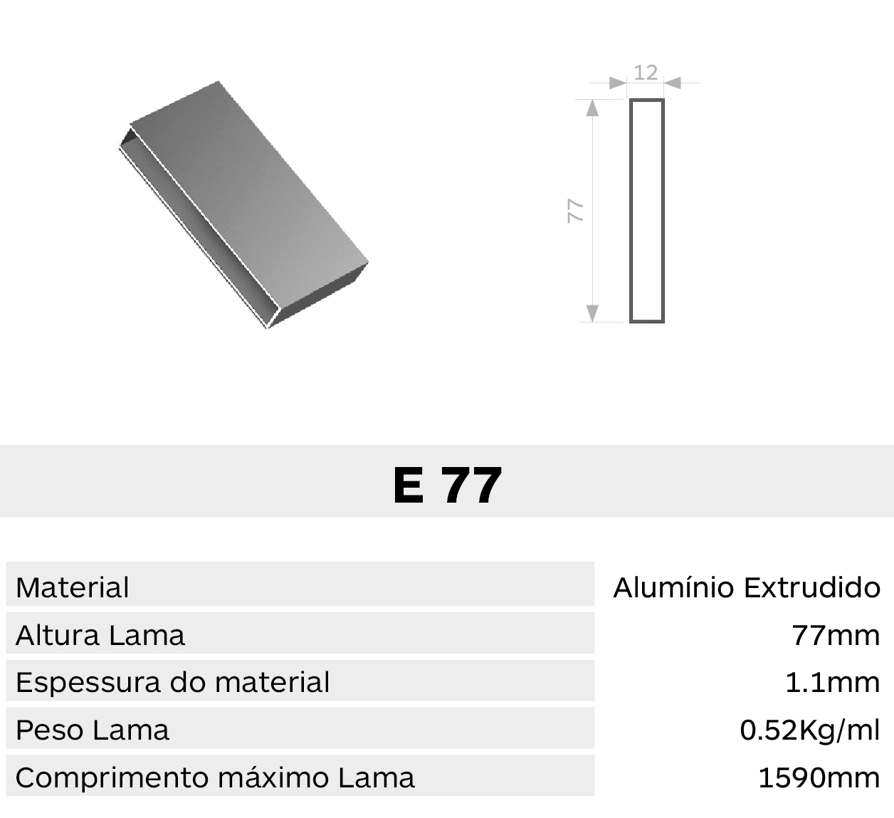 Caracteristica lama E77