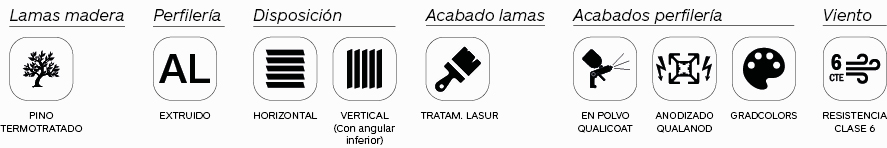 Gradhermetic. Celosías de madera de pino termotratado Gradpanel Serie CL W 35 Thermopine. Características